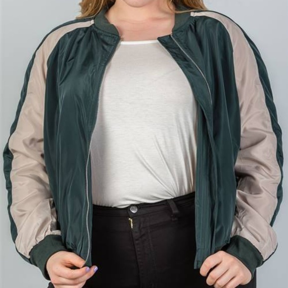 MIA STRIPE BOMBER JACKET (hunter) PLUS - Picture 7 of 8